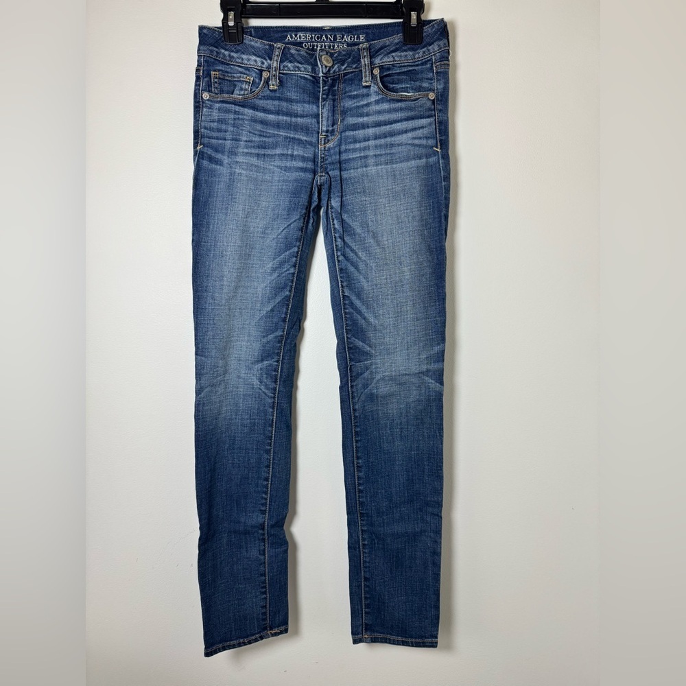 American Eagle Skinny Jeans Womens 4 Medium Wash Stretch Low Rise